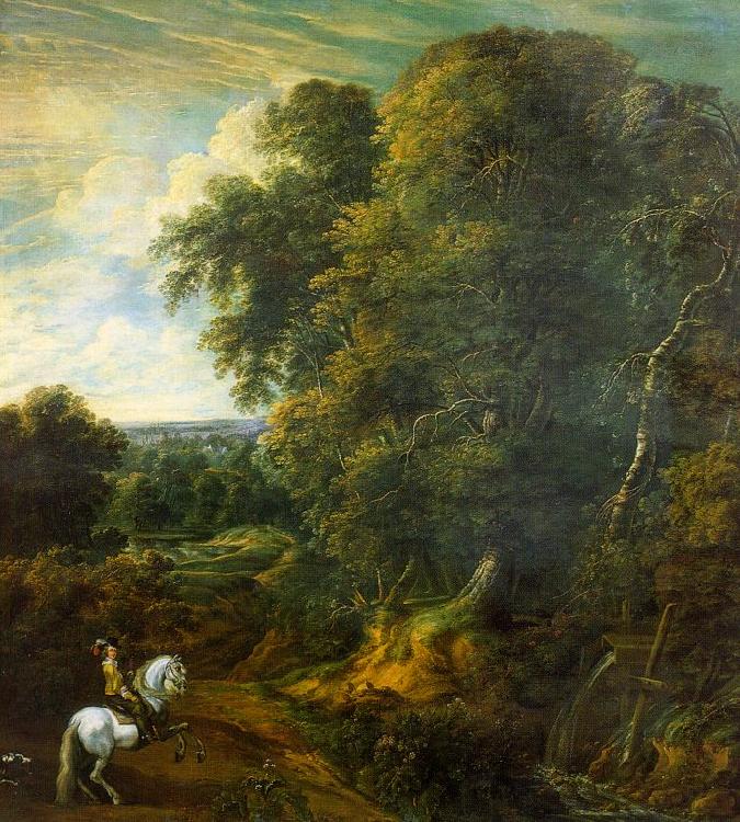 Corneille Huysmans Landscape with a Horseman in a Clearing